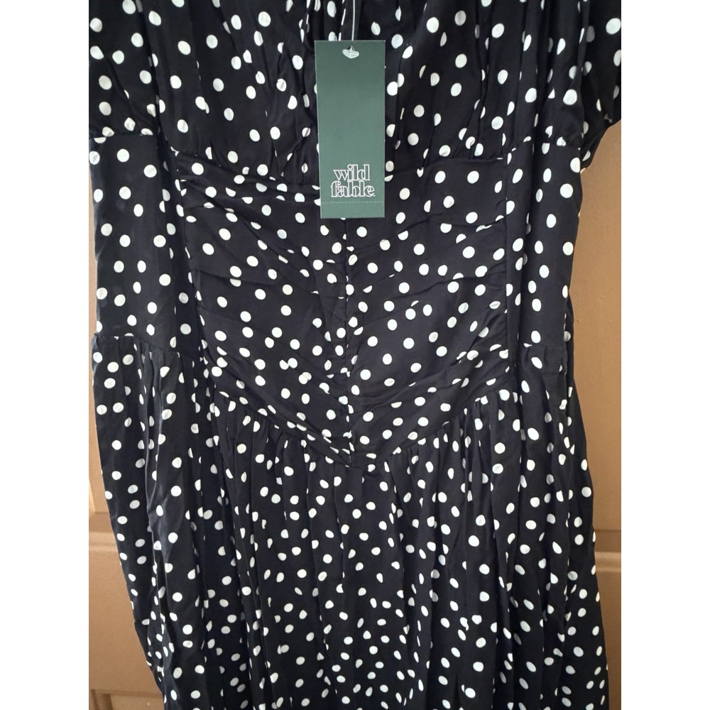 Wild Fable Women's Ruched Mini A-Line Dress Size XXL Black/White Polka Dots NWT - Picture 6 of 10